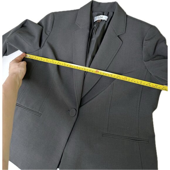 Le Suit Women’s Petite Blazer Dark Gray One Button Career Jacket Size 14P - Picture 6 of 9